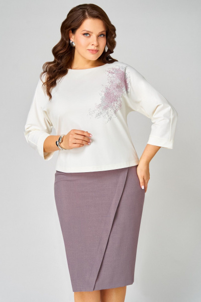 Туника, юбка Мишель стиль 1340 молочно-кофейный - фото 5