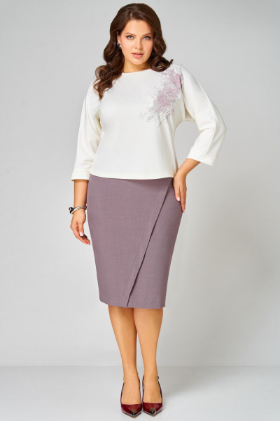 Туника, юбка Мишель стиль 1340 молочно-кофейный - фото 1