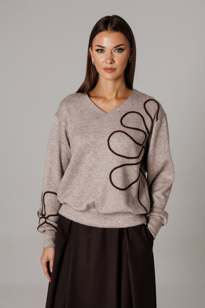 Джемпер, юбка Ларс Стиль 1172 бежево-коричневый - фото 3