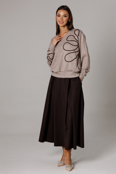 Джемпер, юбка Ларс Стиль 1172 бежево-коричневый - фото 2