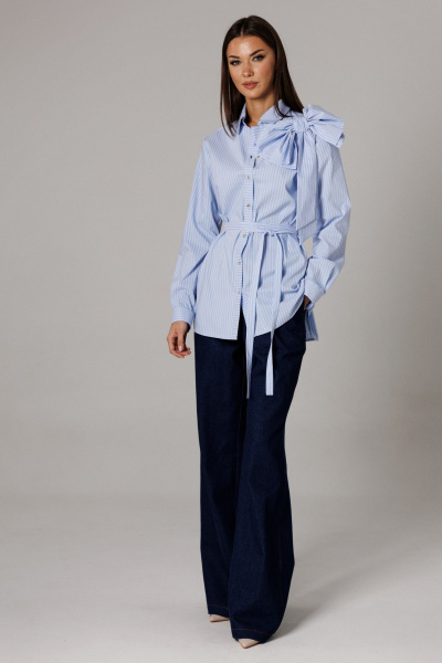 Блуза, брюки Ларс Стиль 1179 голубой-синий - фото 1