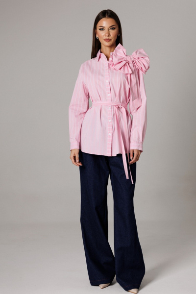 Блуза, брюки Ларс Стиль 1177 розовый-синий - фото 8