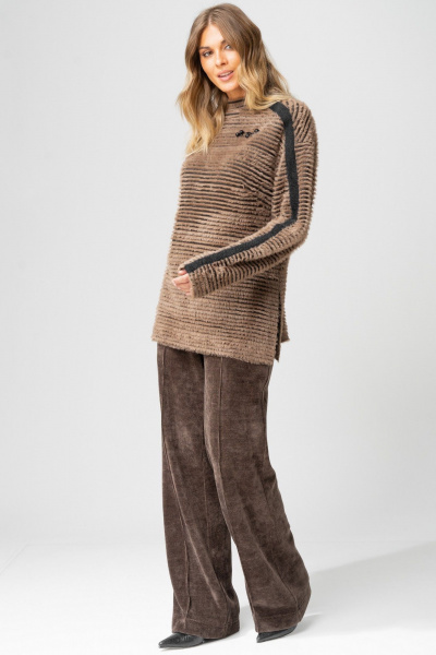 Брюки Laikony L-693-2 капучино+кант - фото 10