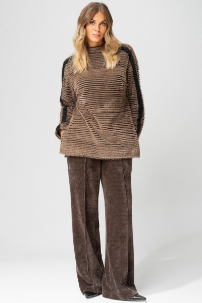 Брюки Laikony L-693-2 капучино+кант - фото 1