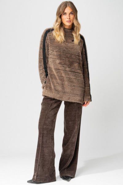 Брюки Laikony L-693-2 капучино+кант - фото 9