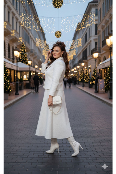 Жакет, юбка Vittoria Queen 27223 молочно-серебристый - фото 8