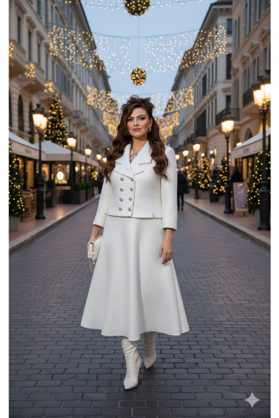 Жакет, юбка Vittoria Queen 27223 молочно-серебристый - фото 7