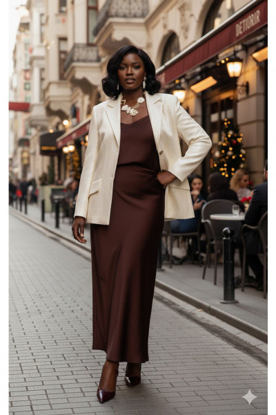 Блуза, жакет, юбка Vittoria Queen 27233 кремово-шоколадный - фото 9