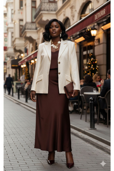 Блуза, жакет, юбка Vittoria Queen 27233 кремово-шоколадный - фото 8