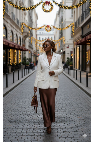 Блуза, жакет, юбка Vittoria Queen 27233 кремово-шоколадный - фото 7