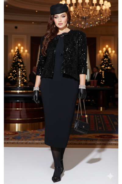 Жакет, платье Vittoria Queen 27273 черный - фото 7