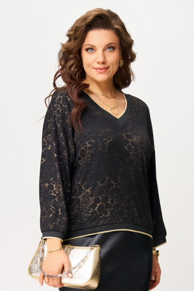 Джемпер, юбка Fita 3151 черно-золотистый - фото 7