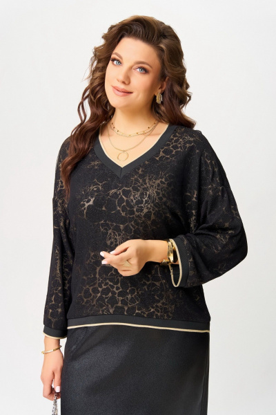 Джемпер, юбка Fita 3151 черно-золотистый - фото 6