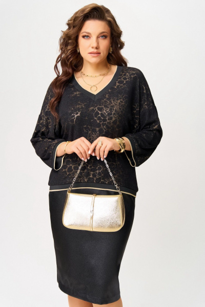 Джемпер, юбка Fita 3151 черно-золотистый - фото 2