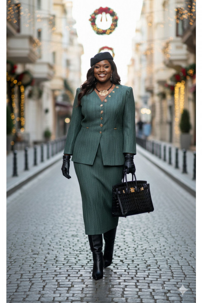 Жакет, юбка Vittoria Queen 27533 темно-зеленый - фото 10