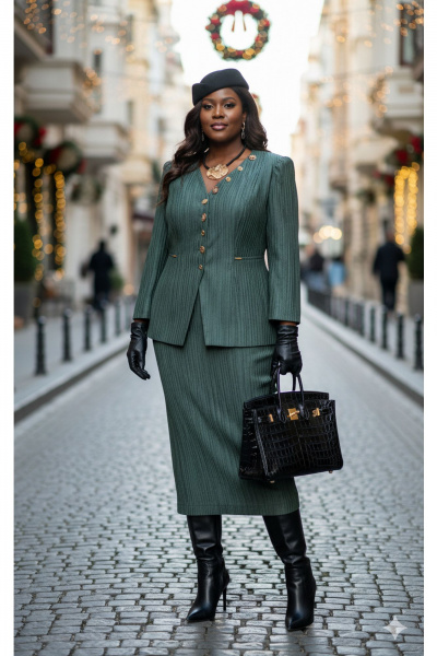 Жакет, юбка Vittoria Queen 27533 темно-зеленый - фото 9