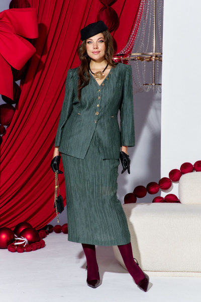 Жакет, юбка Vittoria Queen 27533 темно-зеленый - фото 1