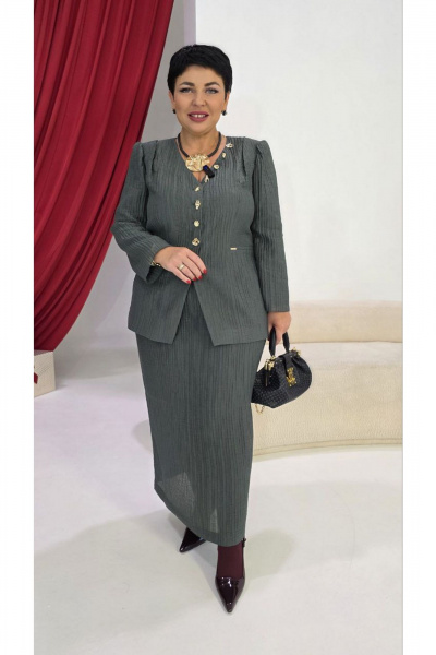 Жакет, юбка Vittoria Queen 27533 темно-зеленый - фото 8