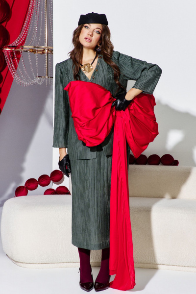 Жакет, юбка Vittoria Queen 27533 темно-зеленый - фото 7