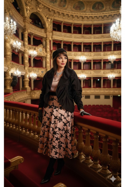 Блуза, жакет, юбка Vittoria Queen 27613 черно-бежевый - фото 12