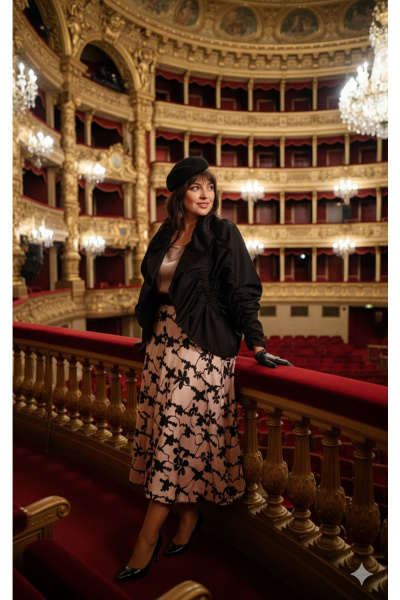 Блуза, жакет, юбка Vittoria Queen 27613 черно-бежевый - фото 11