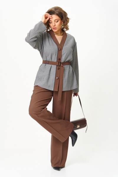 Брюки, туника Aira Style 24244 шоколад - фото 12