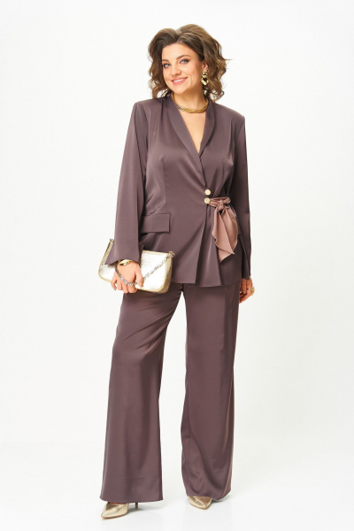 Брюки, жакет Aira Style 24243 шоколад - фото 13