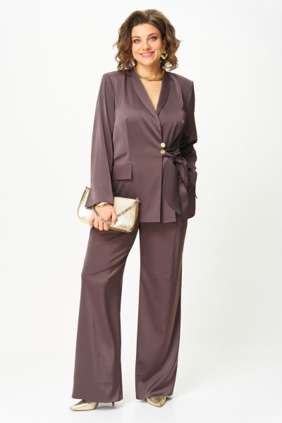 Брюки, жакет Aira Style 24243 шоколад - фото 11