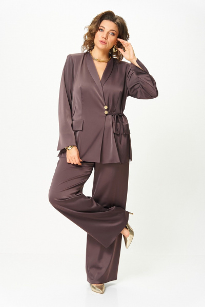 Брюки, жакет Aira Style 24243 шоколад - фото 9