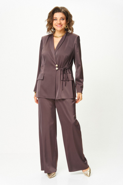 Брюки, жакет Aira Style 24243 шоколад - фото 2