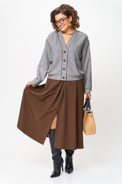 Бомбер, юбка Aira Style 24131 коричневый - фото 12