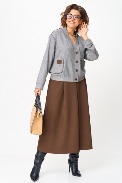 Бомбер, юбка Aira Style 24131 коричневый - фото 11