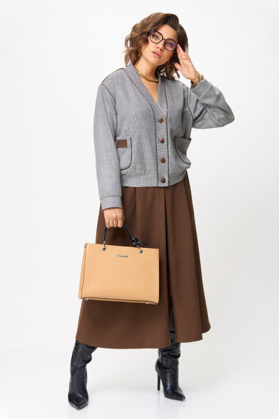 Бомбер, юбка Aira Style 24131 коричневый - фото 10