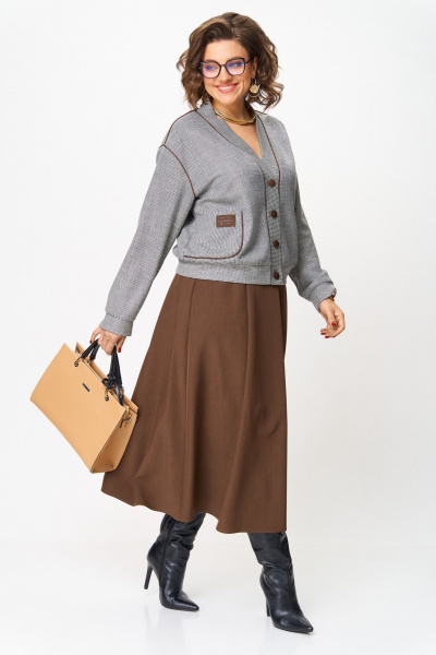 Бомбер, юбка Aira Style 24131 коричневый - фото 7