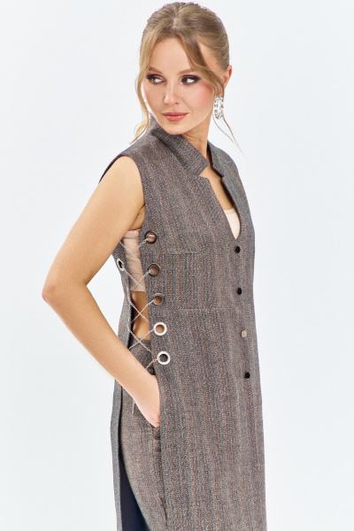 Брюки, жилет Euromoda 645 коричневые_оттенки - фото 3