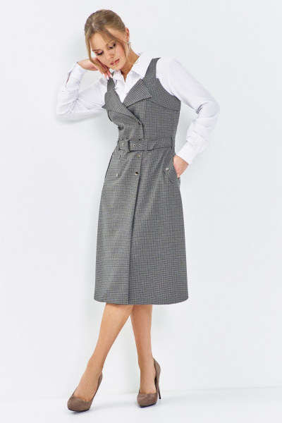 Сарафан Euromoda 650 серый/клетка - фото 2