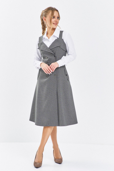 Сарафан Euromoda 650 серый/клетка - фото 1