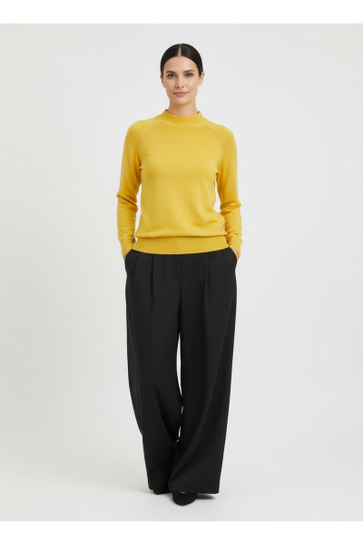 Демисезонный трикотажный свитер прямого силуэта реглан с воротником-стойкой Полесье С3316-15 5С1754-Д43 170,176 соломенный - фото 1