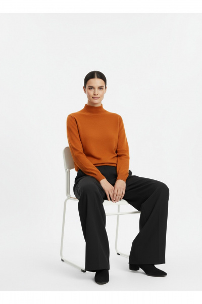 Демисезонный вязаный свитер прямого силуэта с ластичным воротником Полесье С3316-15 5С1754-Д43 158,164 облепиха - фото 7