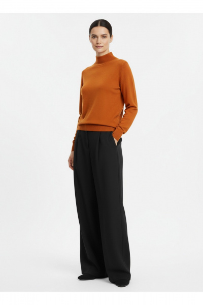 Демисезонный вязаный свитер прямого силуэта с ластичным воротником Полесье С3316-15 5С1754-Д43 158,164 облепиха - фото 5