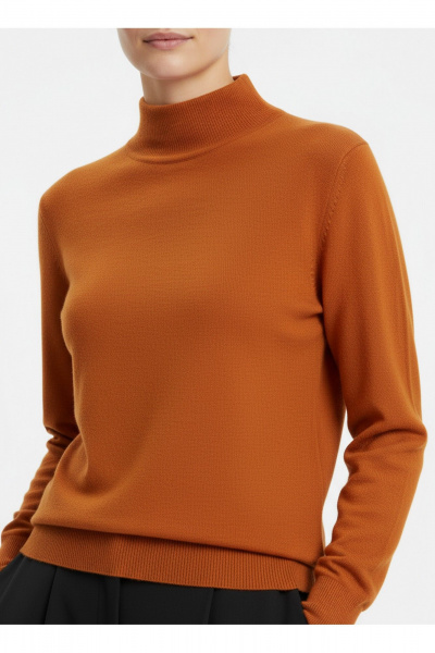 Демисезонный вязаный свитер прямого силуэта с ластичным воротником Полесье С3316-15 5С1754-Д43 158,164 облепиха - фото 4