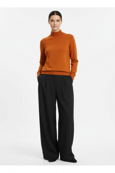 Демисезонный вязаный свитер прямого силуэта с ластичным воротником Полесье С3316-15 5С1754-Д43 158,164 облепиха - фото 2