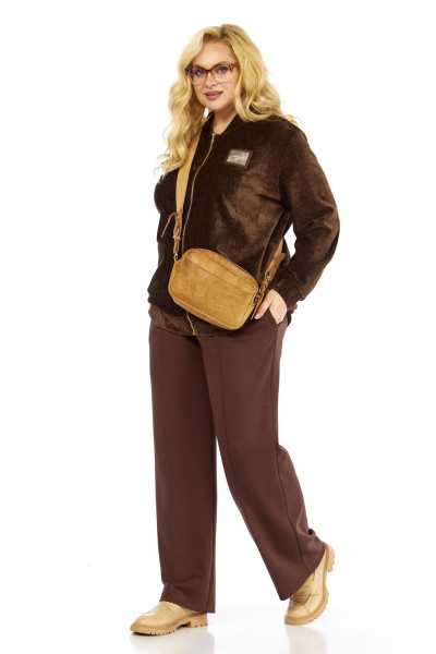 Бомбер, брюки Элль-стиль 2432 коричневый - фото 17