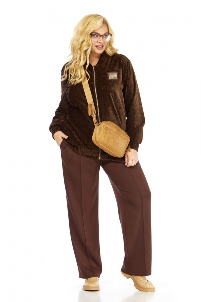 Бомбер, брюки Элль-стиль 2432 коричневый - фото 16