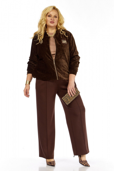 Бомбер, брюки Элль-стиль 2432 коричневый - фото 13