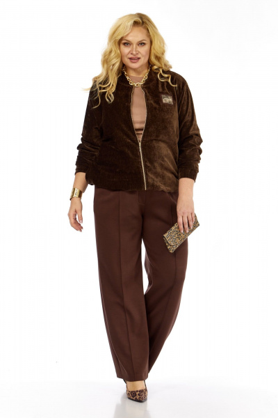 Бомбер, брюки Элль-стиль 2432 коричневый - фото 12