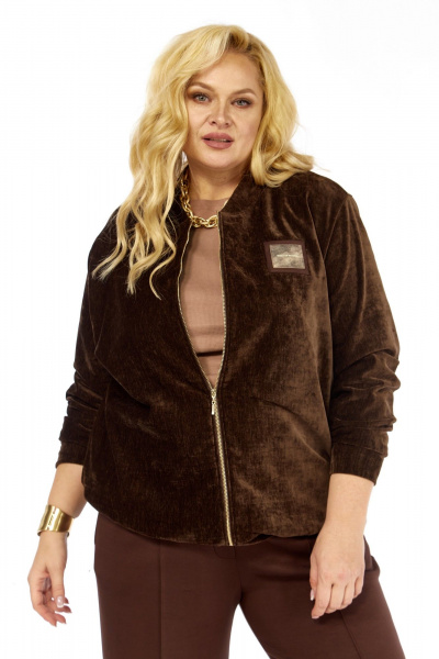 Бомбер, брюки Элль-стиль 2432 коричневый - фото 8