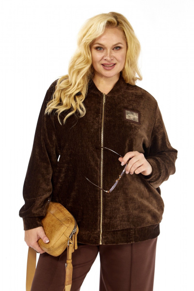 Бомбер, брюки Элль-стиль 2432 коричневый - фото 5