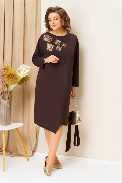Платье VOLNA 1454 шоколадно-коричневый - фото 2