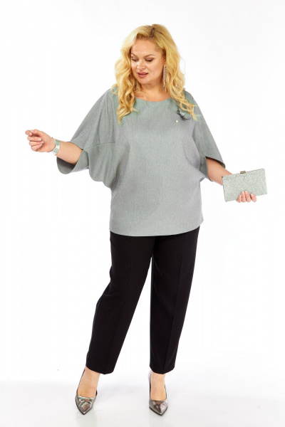 Блуза, брюки Элль-стиль 2436 серый_черный - фото 18
